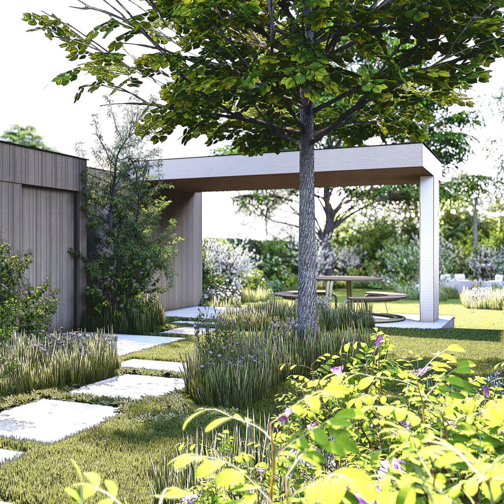 Greenarchitects stefaan willems landschapsarchitect oostakker gekaleide woning modern bijgebouw crepi overdektt vi