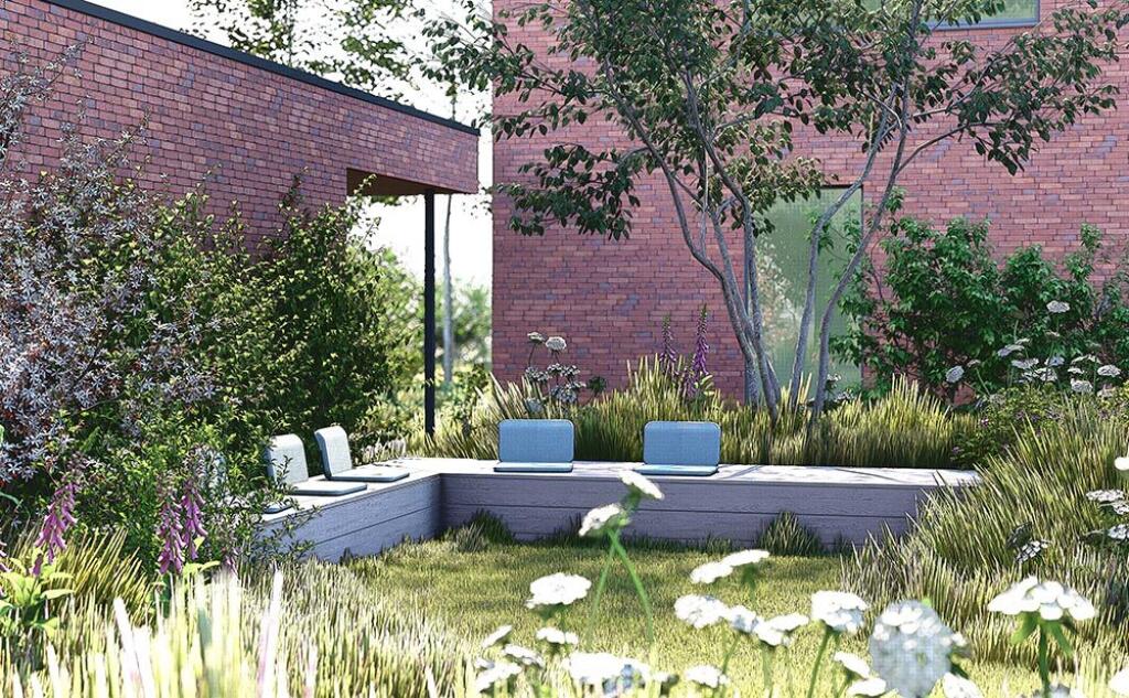 Greenarchitects stefaan willems tuinarchitect laarne moderne woning bijgebouw zitbank hoogstam boom heester haag grassen vaste planten varens ecologisch biodivers 01