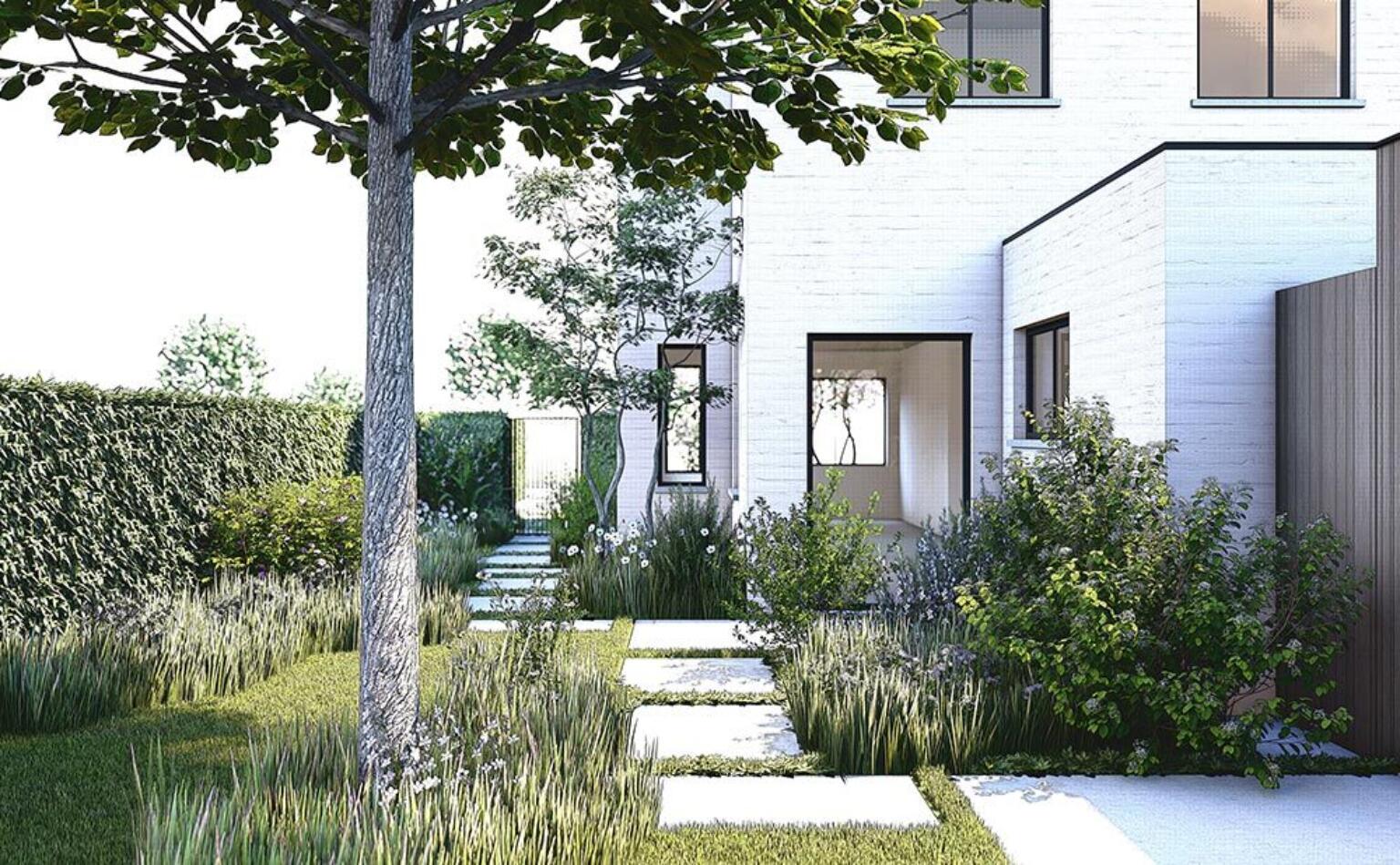Greenarchitects stefaan willems landschapsarchitect oostakker gekaleide woning polybeton stapsten 01