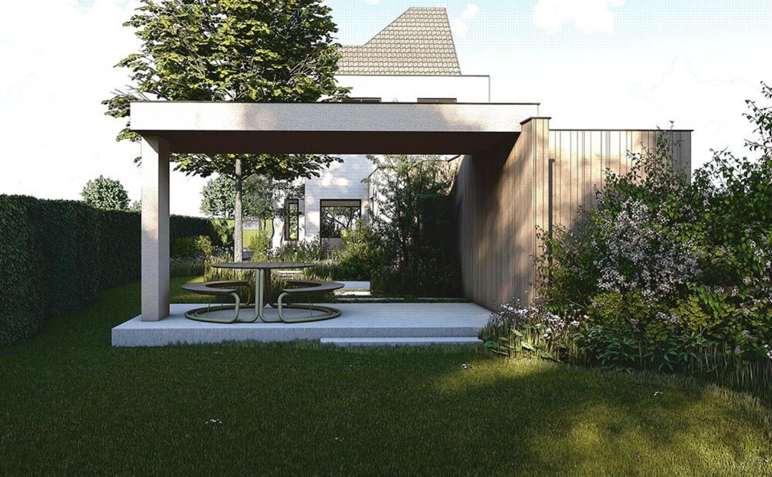Greenarchitects stefaan willems tuinarchitect oostakker gekaleide woning modern bijgebouw crepi 01