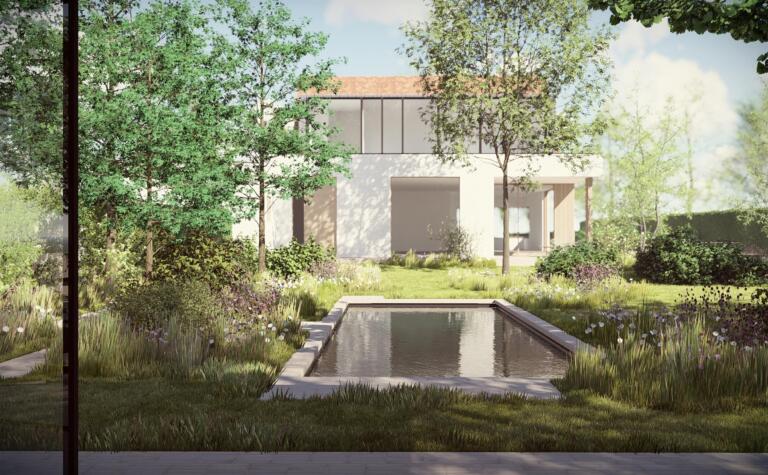 Greenarchitects stefaan willems tuinarchitect drongen kleiklinkers natuursteen terras niveau zwembad bijgebouw ecologisch 13