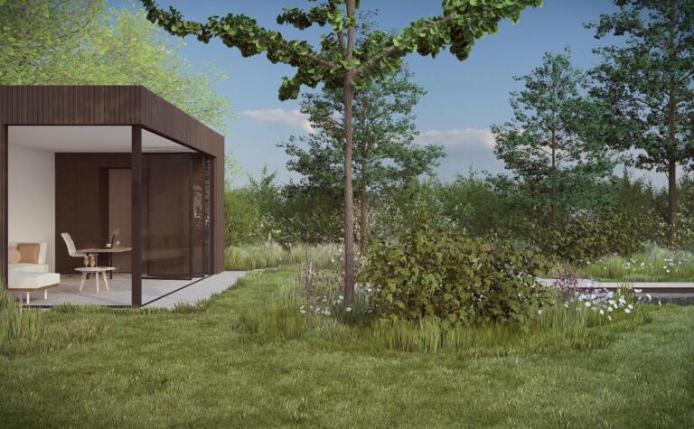 Greenarchitects stefaan willems tuinarchitect drongen kleiklinkers natuursteen terras niveau zwembad bijgebouw ecologisch 15