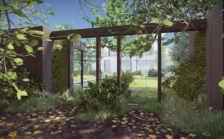 Greenarchitects stefaan willems tuinarchitect drongen kleiklinkers natuursteen terras niveau zwembad bijgebouw ecologisch 16